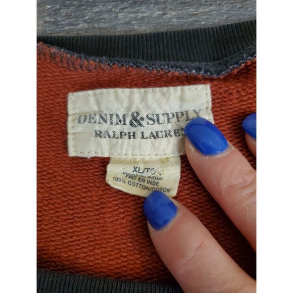 Denim & Supply Ralph Lauren Sweatshirt XL Tribal Aztec Southwestern Fringe top - Picture 5 of 9